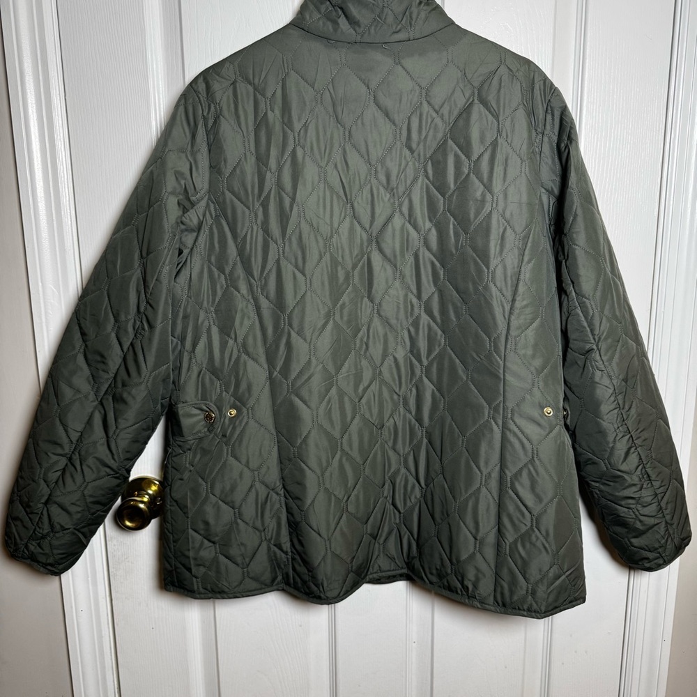 Eddie Bauer Quilted Jacket Women’s XXL Olive Green Lightweight Zip Coat - Picture 8 of 8
